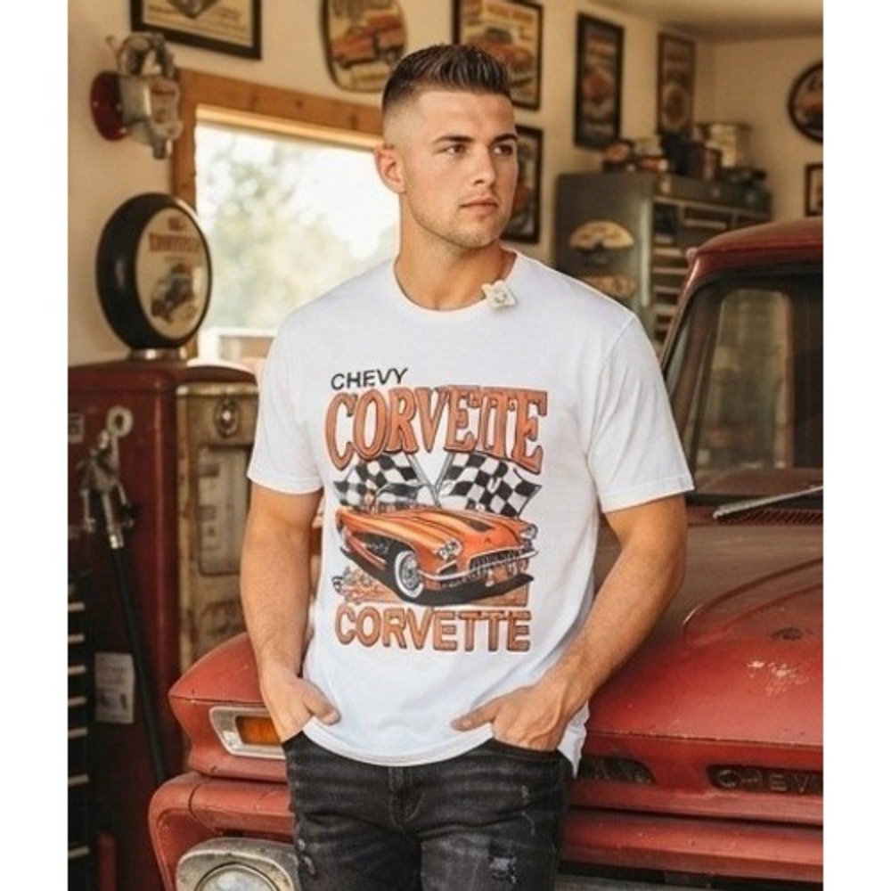 Chemistry Chevy Corvette Graphic T-Shirt Men's Size 3XL White Cotton Car Tee NWT